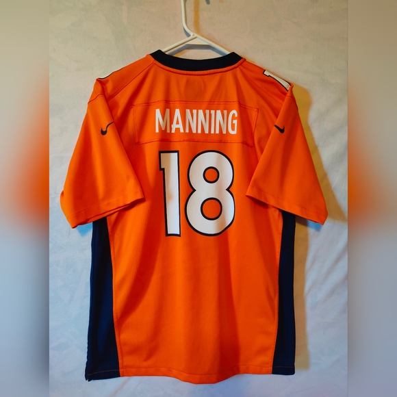 Denver Broncos 18 Nike Men's Vibrant Orange and Dark Blue Jersey - Picture 2 of 3